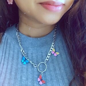 3 butterfly Cuban necklace